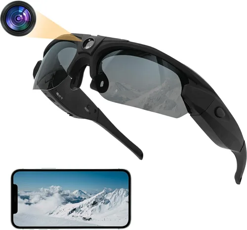 Vista 8 de Lentes de sol con cámara deportiva 4K, cámaras de video deportivas y de acción FHD de 2160P para deportes al aire libre