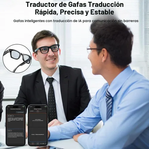 Vista 3 de AI Gafas Inteligentes, Gafas con Cámara Anti-Sacudida de 800W con Grabación de Video y Micrófono Dual, Interpretación Simultánea/Identificación