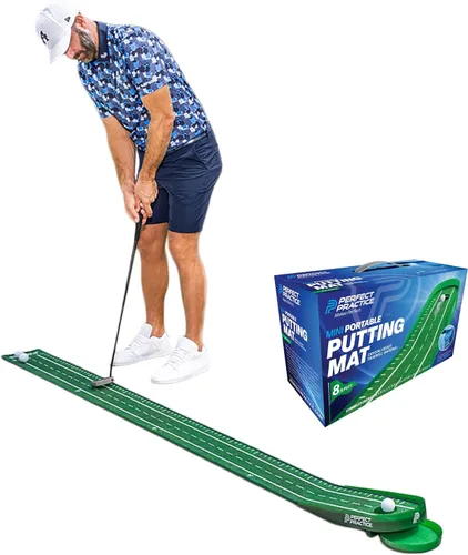 Vista 12 de Perfect Practice Putting Mat & Golf Chipping Net - Indoor Golf Training Aid Indoor putting green and chip shot practice, crystal velvet turf