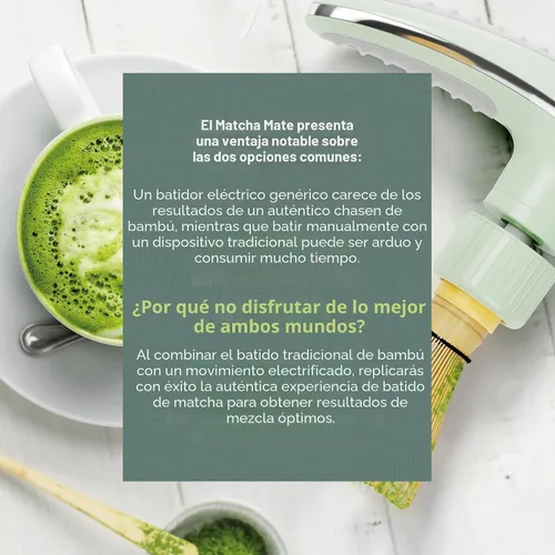 Vista 3 de Matcha Mate Batidor de bambú eléctrico - Batidor tradicional Electronic Precision, Rechargeable Portable Tea Frother, Stirrer, Mixer, Making