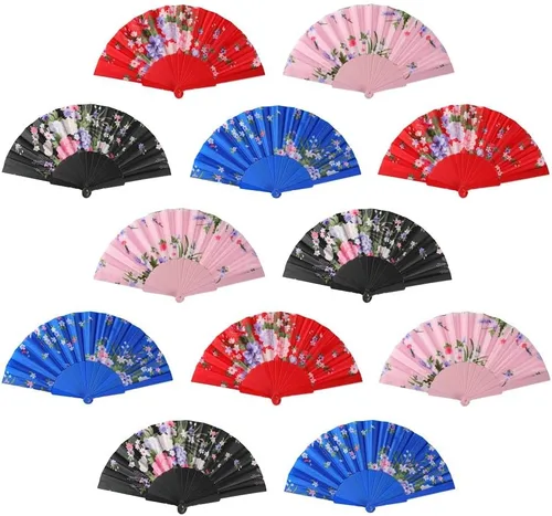 Vista 13 de HUNANBANG 4 abanicos de mano plegables de bambú oriental, solo para adultos, regalo de boda, recuerdos de fiesta, decoración de bricolaje