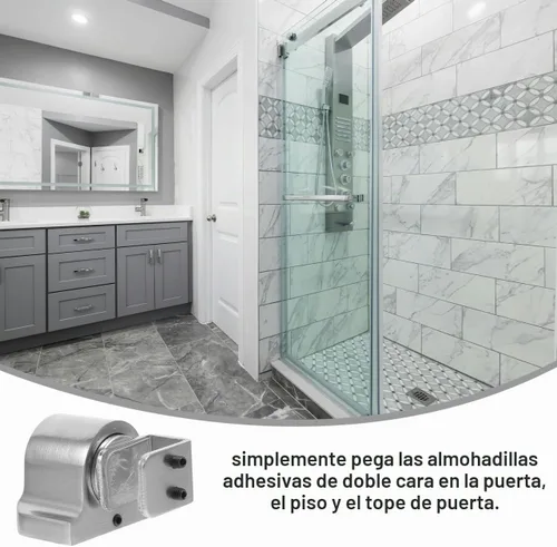 Vista 7 de Angoily Tope magnético para puerta de ducha, tope de puerta de montaje en piso con accesorios, tope de puerta de vidrio deslizante adhesivo sin