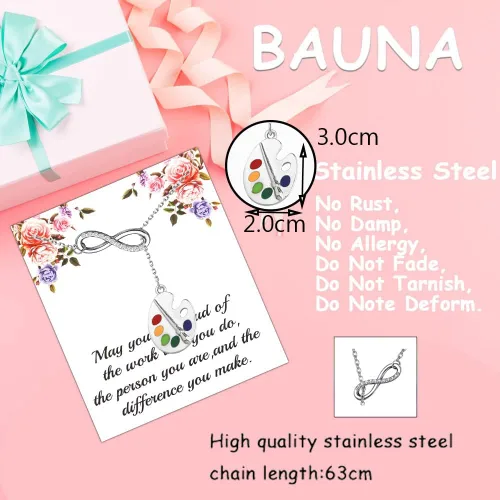 Vista 7 de BAUNA Paleta de pintura, collar, brocha de pintura, collar Lariat, joyería de arte para mujer, regalo para profesores de arte