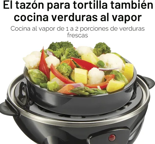 Vista 5 de Hamilton Beach Cocedor de Huevos Eléctrico 3 en 1 para Huevos Duros, Huevos Escalfados, Preparador de Omelets y Vaporizador de Verduras, Capacidad