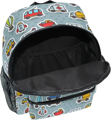Vista 5 de Mochila personalizada para niños, mochila personalizada con nombre y texto para niños, lindo diseño de caricaturas, transporte, preescolar, jardín