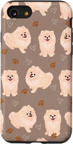 Vista 18 de Funda marrón para iPhone 13 Pro Max con diseño de pomerania y cachorros