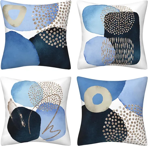 Vista 7 de Drmstow Juego de 4 fundas de almohada marrones de 18 x 18 pulgadas, fundas decorativas geométricas para sofá, sala de estar, cama, muebles de patio
