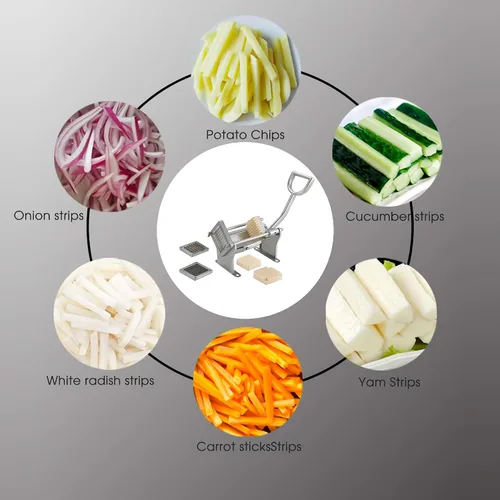 Vista 4 de 52x20x25cm Manual Veg Cutter and Dicer French Fry Cutter Fruit and Vegetable Slicer Cucumber and Food Chopper French Fry Cutting Machine