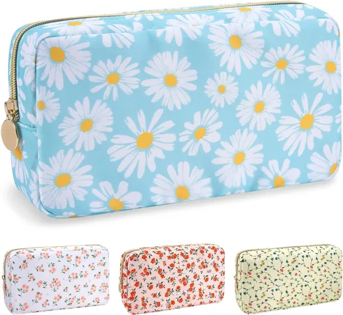 Vista 15 de izuzta Nylon Lager Pequeño Slim Mini Maquillaje Bolsa Organizador, Beige, Viajes