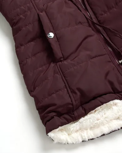 Vista 4 de bebe Abrigo de invierno para mujer Chaqueta acolchada Anorak Parka reversible con forro de piel sintética S-XL