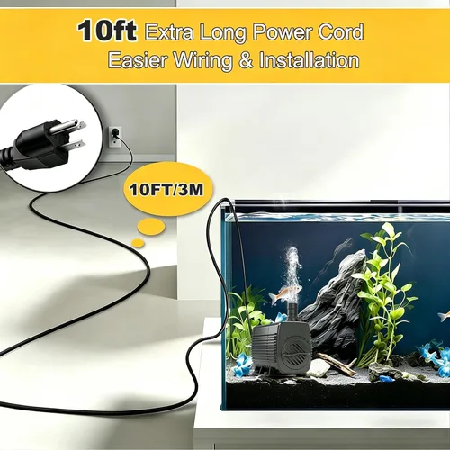 Vista 2 de Knifel Bomba de agua sumergible 400GPH 25W con cable de alimentación de 9.8