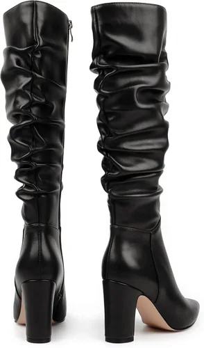 Vista 3 de JOY IN LOVE Botas altas hasta la rodilla con cremallera y tacón alto de bloque para mujer