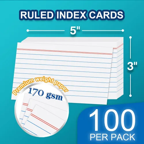 Vista 4 de Estuche de tarjetas de índice H4D de 3x5 con 100 tarjetas de índice pesadas rayadas y separadores, negro