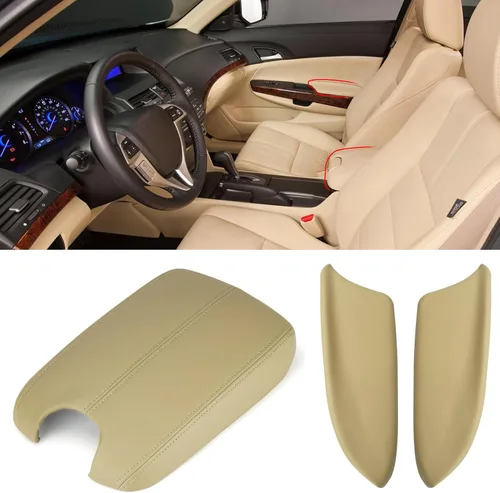 Vista 11 de Compatible con paneles de puerta de Honda Accord Tapa de apoyabrazos 2008-2012, 2 piezas de cubierta de apoyabrazos de panel de puerta de cuero PU