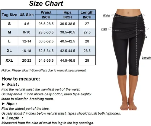 Vista 6 de Pantalones de agua para natación, pantalones cortos de natación con falda, pantalones capri para surf, pantalones de neopreno UV para mujer