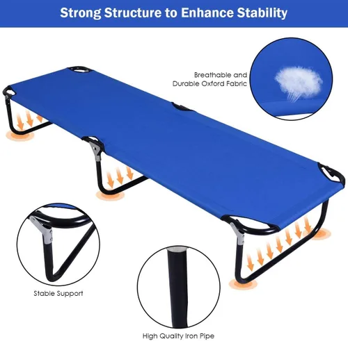 Vista 5 de GOFLAME Catre plegable para acampar, cama plegable portátil, capacidad de peso de hasta 300 libras, catres de camping para uso en interiores