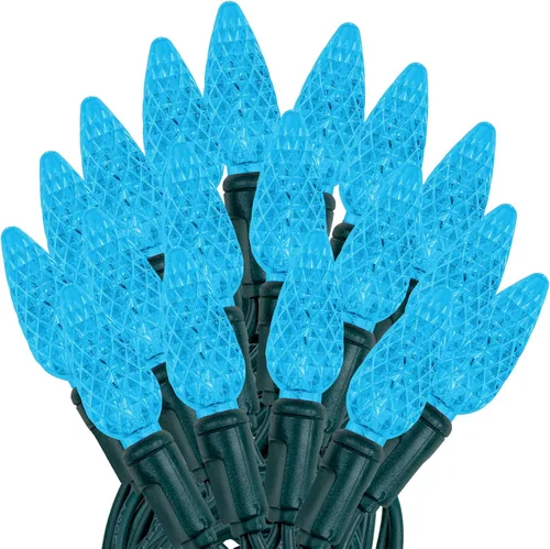 Vista 37 de Novelty Lights - Mini juego de 70 luces C6 LED de Navidad, serie de luces de grado comercial para exteriores, cable verde, 24 pies