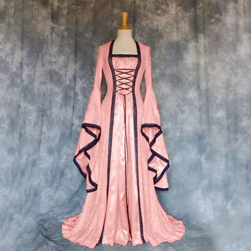 Vista 2 de Vestidos medievales para mujer, Halloween, talla grande, renacentista, tradicional, irlandés, vestido de princesa de los años 1800