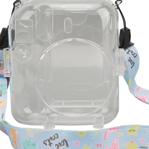 Vista 8 de ciciglow Funda protectora transparente para Mini 12, funda protectora de cámara rígida transparente para cámara instantánea con correa de hombro Azul