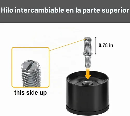 Vista 2 de Reemplazo de patas de cama cortas de metal de 2 pulgadas para Juego de 4