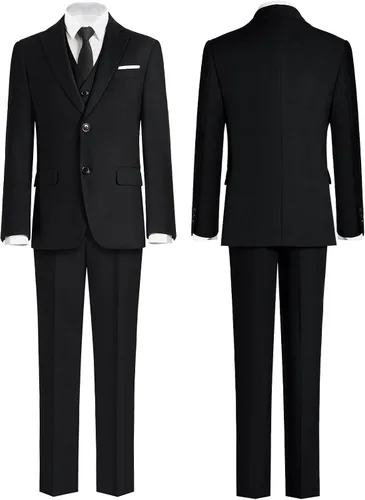 Vista 2 de ELPA ELPA Conjunto de traje formal para niños, trajes de vestir ajustados, trajes negros, trajes azules, trajes grises, conjunto con chaqueta
