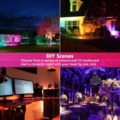 Vista 6 de Luz LED de inundación equivalente a 100 W, LED que cambia de color al aire libre, iluminación paisajística RGBW Bluetooth Smart Floodlights 2700 K