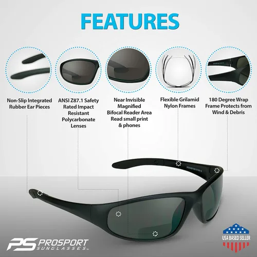 Vista 5 de proSPORT Gafas de seguridad bifocales, ANSI Z87.1 UV400 gafas protectoras Humo