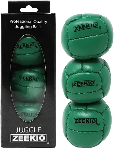 Vista 16 de Zeekio Galaxy Malabares - Pelotas de cuero genuino de 12 paneles de primera calidad, 4.59 oz, 2.638 in, paquete de 3 (negro)