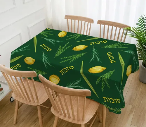 Vista 4 de Hafangry Mantel de Sukkot de Sukkot, decoración de fiesta judía, Etrog Lulav Hadass Aravah, suministros de decoración rectangular para cocina