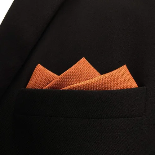 Vista 5 de SW SHLAX WING Corbata de boda para hombres Corbata y gemelos naranja calabaza extra larga