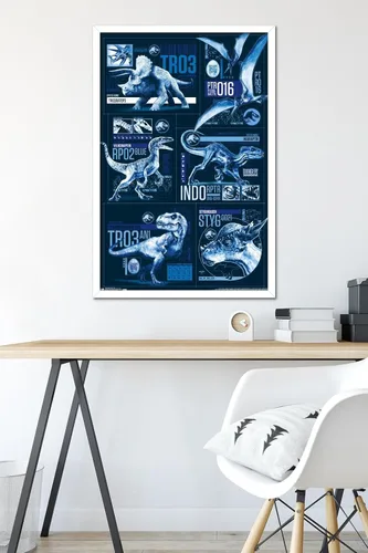 Vista 38 de Trends International Jurassic World: Fallen Kingdom - Póster de pared con cuadrícula, 14.725 x 22.375 pulgadas, versión enmarcada de madera