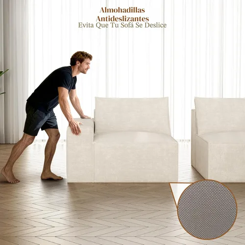 Vista 7 de Vesgantti Sofá Seccional Modular de 114" Sin Estructura, Moderno Sofá de 3 Plazas con Otomana y Asiento Profundo, Sofás de Nube Convertibles