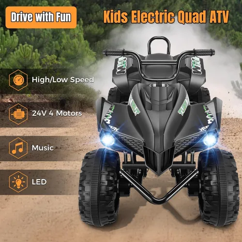 Vista 3 de Hikole ATV XL de 24 V, 4 ruedas para niños de 6 a 14 años, 2 plazas