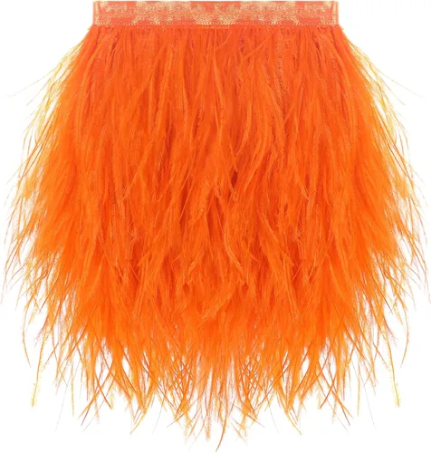 Vista 8 de SOGUGOM Adorno de Plumas de Avestruz Negro - 1.5 Capas 2 Yardas Plumas de 4 Pulgadas Adorno de Cintas con Flecos para Costura, Vestidos, Proyectos