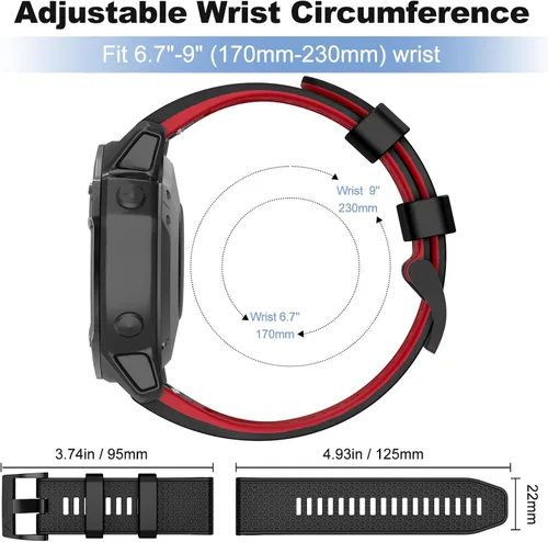 Vista 5 de OVERSTEP Correas de ajuste rápido de 0.866 in para Garmin Fenix 5/Fenix 6/Fenix 7, correa de repuesto de silicona suave compatible con Garmin