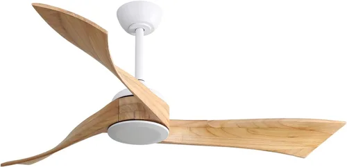 Vista 9 de CACI Mall Ventiladores de techo de madera de 52 pulgadas sin luces, sólido, ventilador de techo de 3 aspas para interiores y exteriores, sin luz
