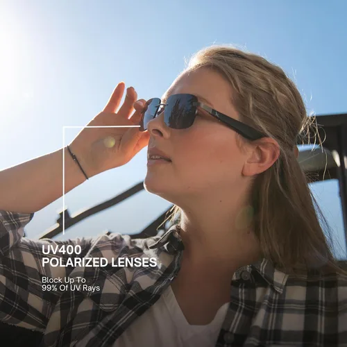 Vista 5 de Eddie Bauer - Anteojos inteligentes para hombres con Bluetooth, anteojos inteligentes con lentes polarizadas UV400, altavoces de oreja abierta