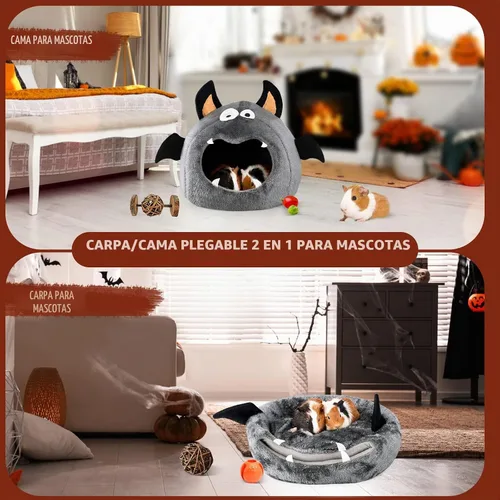 Vista 2 de Escondite de conejillo de indias, cama de conejillo de indias, piel de mascota pequeña estilo Halloween, cama ideal para mascotas pequeñas