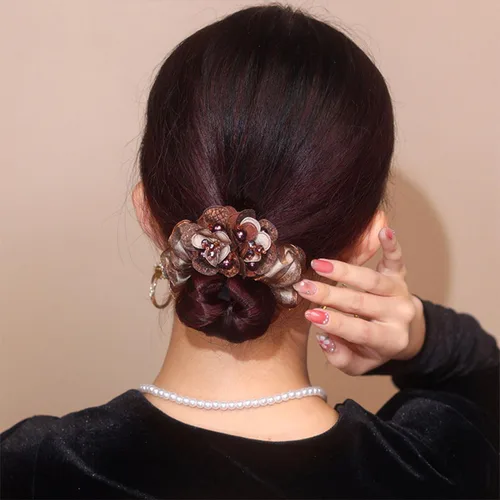Vista 5 de 4 bandas elásticas para el cabello con diamantes de imitación para mujer, bandas elásticas para el cabello con diamantes de imitación, ligas