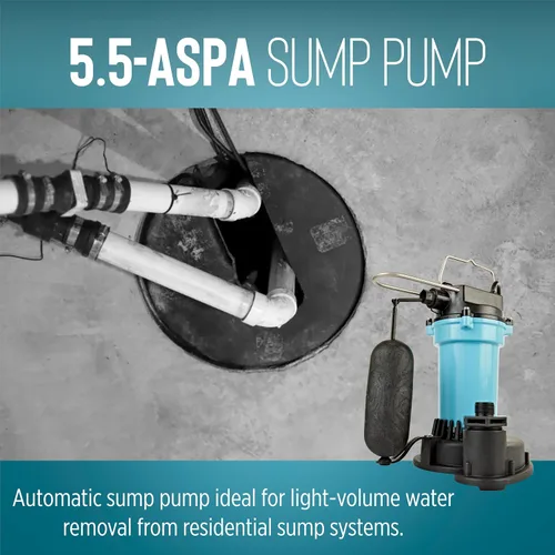 Vista 5 de Little Giant 505702 Bomba de sumidero automática de aluminio de 115 voltios, 2100 GPH, 1/4 HP con interruptor de flotador de acción rápida y cable