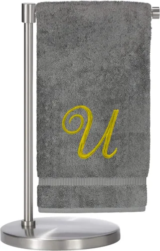 Vista 81 de Script R - Toalla de baño con monograma, regalo personalizado, 27 x 54 pulgadas, juego de 1 toalla bordada con texto dorado, 100% algodón turco Navy