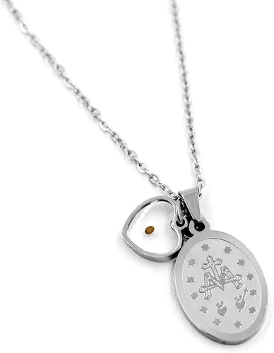 Vista 5 de NA Oval Virgin Mary Mustard Seed Christian Pendant Religion Necklace for Women and Girls Stainless Steel Prayer Faith Jewelry