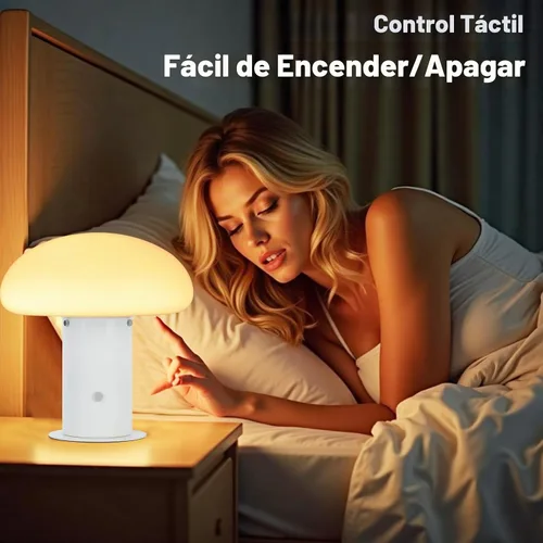 Vista 5 de Lámpara de hongo con interruptor de control táctil, lámpara de mesita de noche regulable de 3 vías para dormitorio y sala de estar, bombilla LED