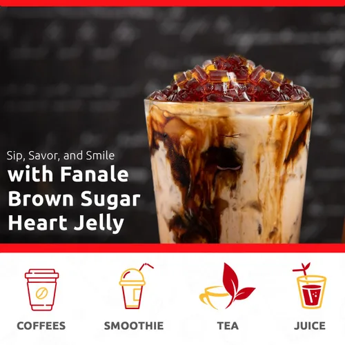 Vista 3 de Fanale Coco Jelly Topping nata de coco para té de burbujas, 14.11 oz, gelatina de azúcar morena, para té Boba, batidos, granizados, postres 14.11 oz
