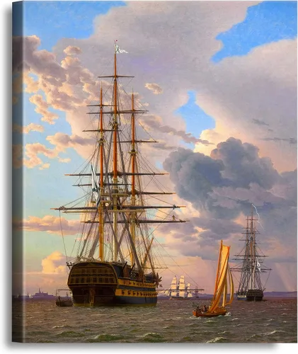 Vista 66 de A&T ARTWORK A Brisk Breeze por Willem van de velde Reproducciones de pintura de velero, impresiones en lienzo giclée para decoración del hogar, 20 x