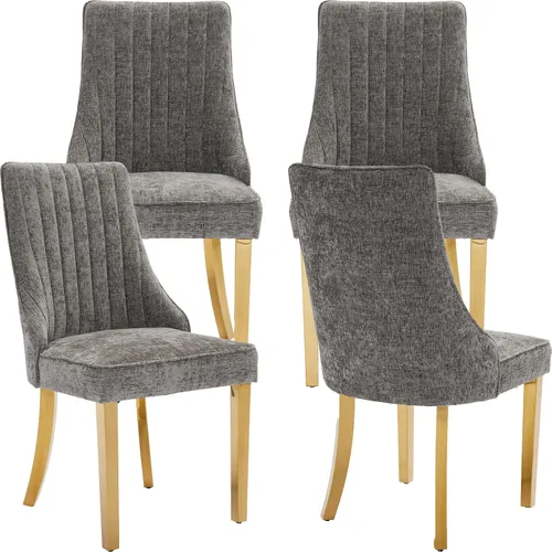 Vista 21 de Juego de 2 sillas de comedor modernas de mediados de siglo, tapizadas de tela beige, sillas de cocina y comedor, sillas de cocina con patas