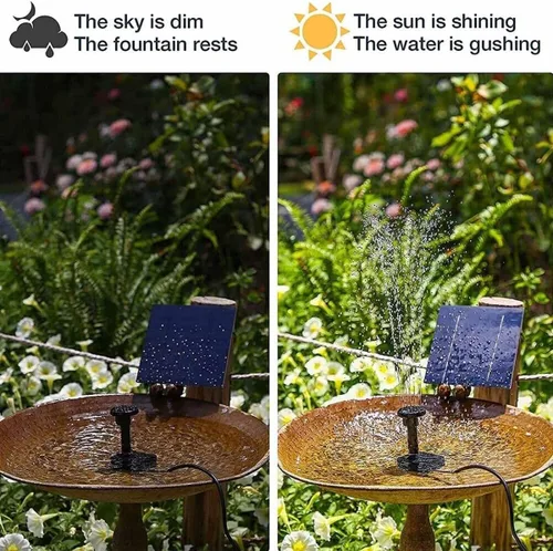 Vista 3 de Kit de bomba de agua solar, bomba de fuente de agua con 4 boquillas, fuente de agua para exteriores para baño de pájaros, estanques, jardín y pecera