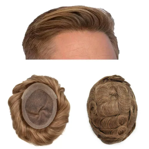 Vista 53 de Mens Toupee Hair Piece Real Cabello humano suave francés Encaje Toupee para hombres Sistema de reemplazo de cabello Hombres Hairpieces Hombres