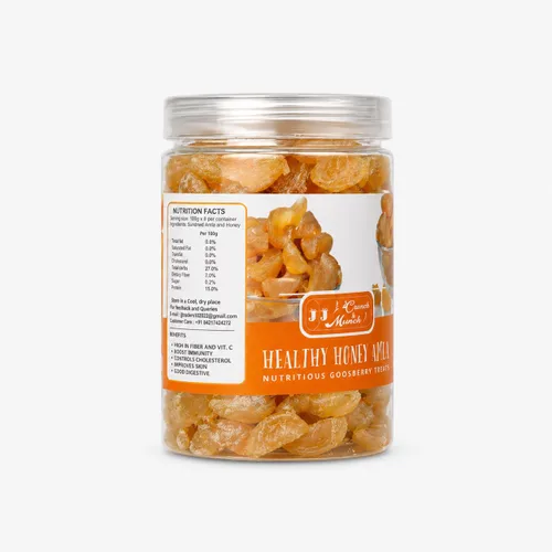 Vista 6 de J J Crunch N Munch Honey Amla Candy, sin azúcar, miel natural endulzada, grosella espinosa india, (4.23 oz)