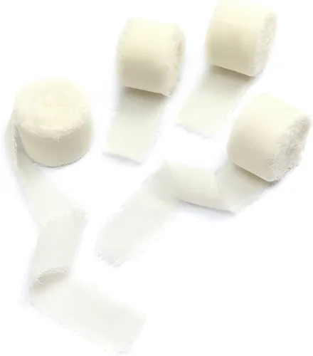 Vista 18 de 4 rollos de cinta de seda hecha a mano con flecos de 1.5 pulgadas x 5 yardas (4 rollos de 20 yardas) para invitaciones de boda, ramos de novia